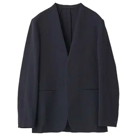 JOHN SMEDLEY(ジョンスメドレー) ウォッシュドウールホップサック　ノーカラージャケット ｜FJ259  L03620FJ259_ネイビー