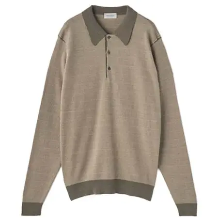 JOHN SMEDLEY(ジョンスメドレー) ジャガード柄 長袖ニットポロシャツ | HERBIE | 30G EASY FIT