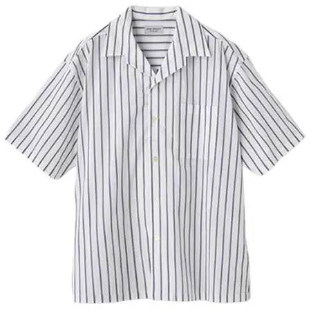 JOHN SMEDLEY(ジョンスメドレー) コットンシアサッカー ワンピースカラー半袖シャツ｜FB272  L0356FB272_ストライプ