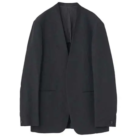 JOHN SMEDLEY(ジョンスメドレー) ウールリネンポプリンワッシャー ノーカラージャケット｜FJ259  L0356FJ259_ブラック