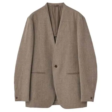 JOHN SMEDLEY(ジョンスメドレー) 無染色ウール ノーカラージャケット ｜FJ221　L03580FJ221_ブラウン