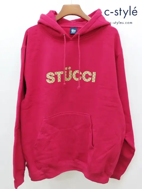 STUSSY ステューシー パーカー XL レッド STUCCI MONOGRAM HOODIE