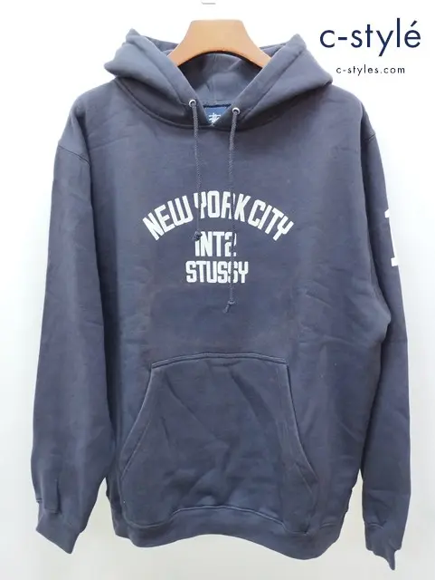 STUSSY ステューシー パーカー XL ネイビー NEW YORK CITY INT2 HOODIE