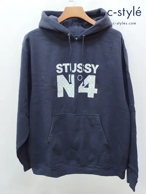STUSSY ステューシー パーカー XL ネイビー NO.4 MONOGRAM HOODIE FORRSCORE