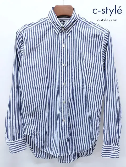 Engineered Garments エンジニアドガーメンツ シャツ XS ホワイト×ネイビー系 ストライプ 綿100％