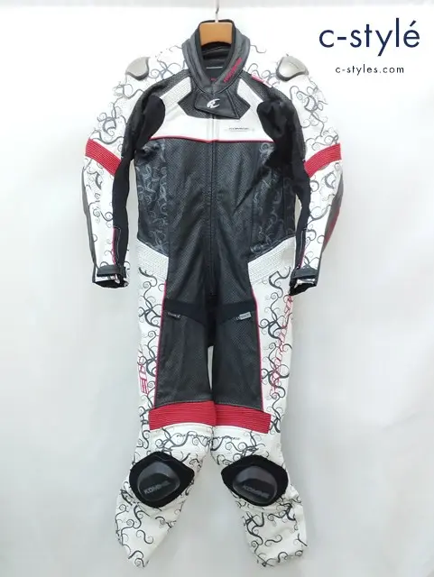 KOMINE コミネ S-44 チタニウムレザースーツ M ブラック×ホワイト 牛革 02-044