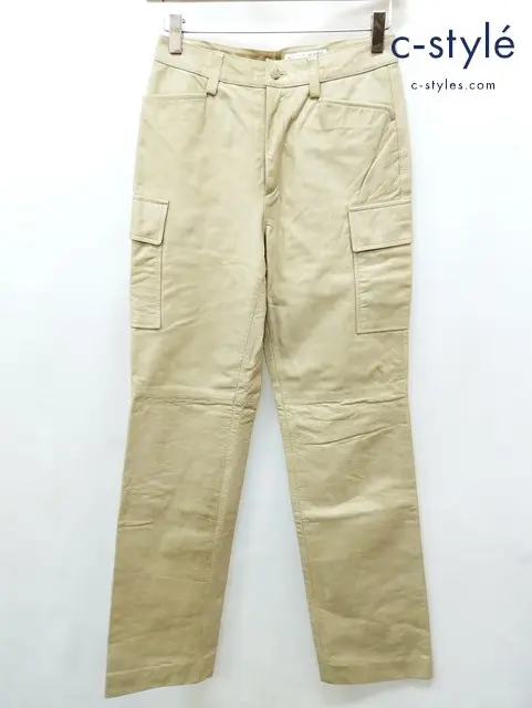 YOSHIYUKI KONISHI ヨシユキコニシ レザーカーゴパンツ 1 アイボリー 牛革 NSAL-01 レディース