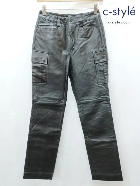 YOSHIYUKI KONISHI レザーカーゴパンツ 1 ブラック 牛革 NSAL-01 レディース