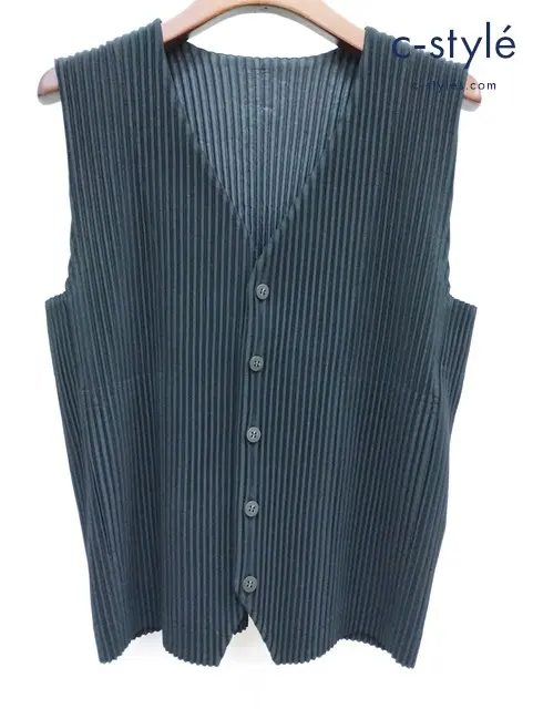 HOMME PLISSE ISSEY MIYAKE オムプリッセ イッセイミヤケ ベスト 2 ブラック HP55-JE511-15 ポリエステル100%