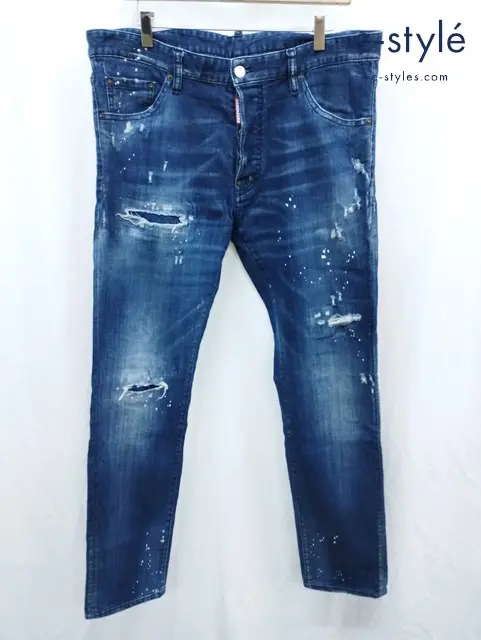 DSQUARED2 ディースクエアード デニムパンツ 54 インディゴ ダメージ加工 イタリア製