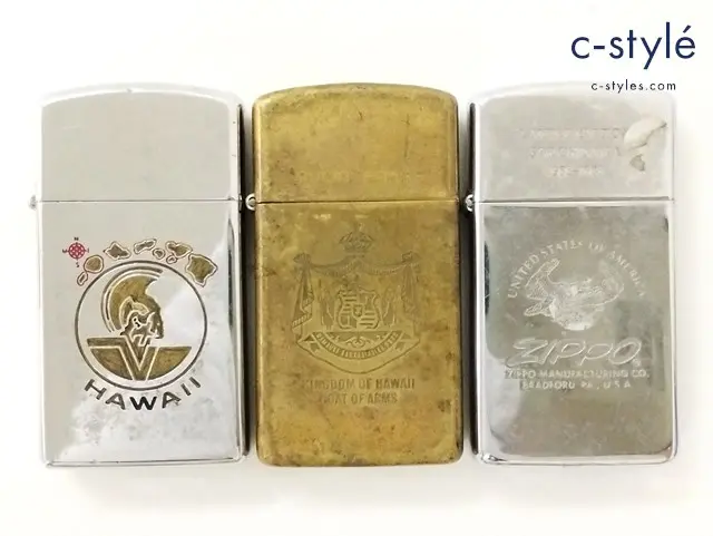 ZIPPO ジッポー オイルライター Slim HAWAII LIMITED EDITION FOR OKINAWA KINGDOM OF HAWAII 計3点
