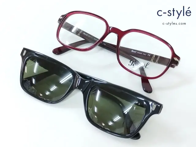 Persol ペルソール サングラス 53□19 ブラック メガネ 54□18 126 レッド 計2点