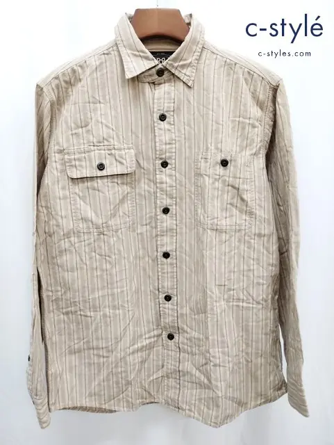RRL ダブルアールエル ストライプシャツ S ベージュ系 綿100% 長袖