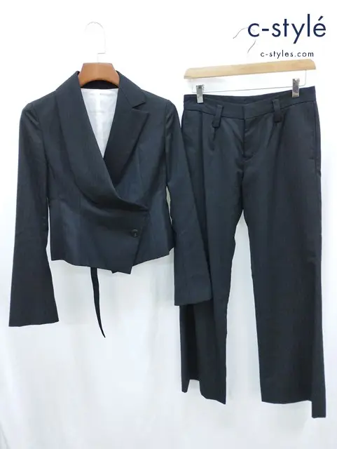 bajra バジュラ スーツ ジャケット S パンツ M ブラック 日本製 ストライプ 2B レディース