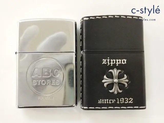 ZIPPO ジッポー オイルライター 革巻き クロス since 1932 ブラック ’99 ABC STORES シルバー ’01