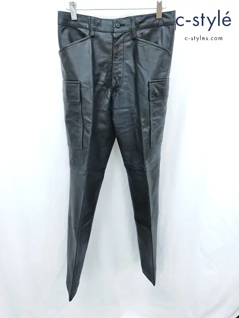 YOSHIYUKI KONISHI ヨシユキコニシ レザーカーゴパンツ M ブラック 牛革 YSAL-01