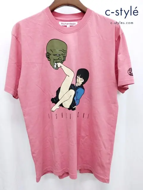 Richardson リチャードソン Tシャツ M ピンク 半袖 プリント Toshio Saeki T-Shirt