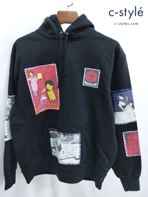Supreme×Toshio Saeki シュプリーム×佐伯俊男 フーディー S ブラック ヴィンテージ加工