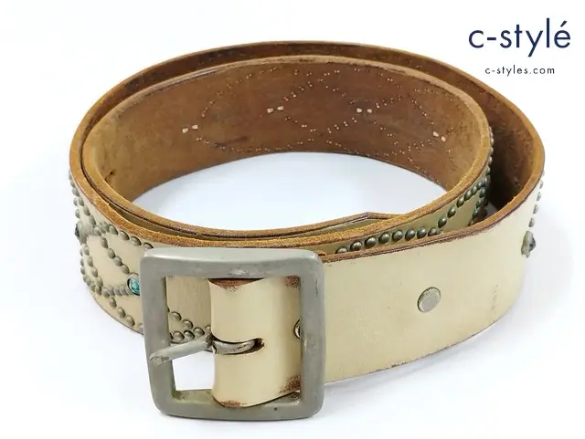 HTC エイチティーシー ベルト 34 ホワイト系 スタッズ