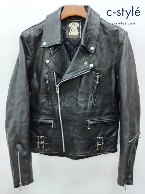 666 トリプルシックス ダブルライダースジャケット 38 ブラック レザー イングランド製