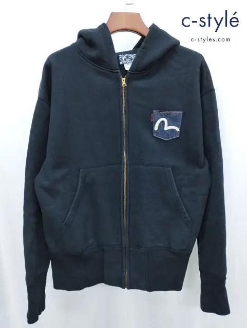 EVISU エヴィス ジップアップパーカー 42 ブラック 綿100％ 日本製