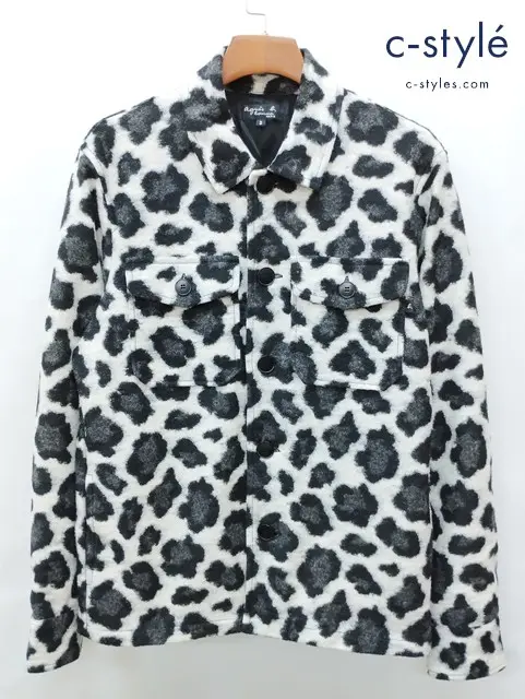 agnes b. homme アニエスベー オム ジャケット 2 ホワイト×ブラック カウ柄 G767JGU3