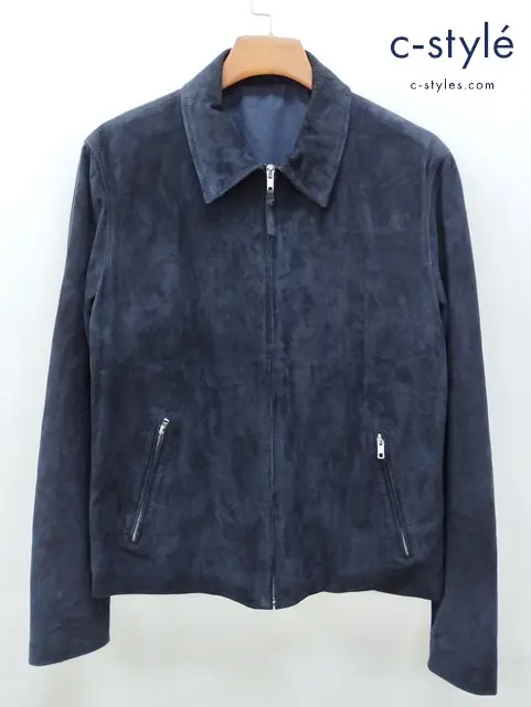 angnes b. HOMME アニエスベー オム ジャケット 48 ネイビー系 山羊革 ジップアップ
