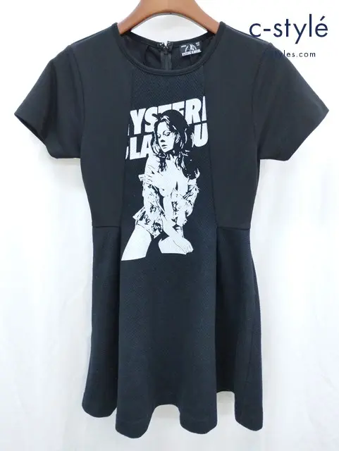 HYSTERIC GLAMOUR ヒステリックグラマー ミニワンピース SIZE FREE ブラック プリント レディース