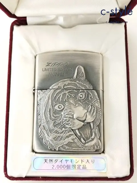 ZIPPO ジッポー オイルライター 天然ダイヤモンド入り LIMITED EDITION シルバー ’95 タイガー