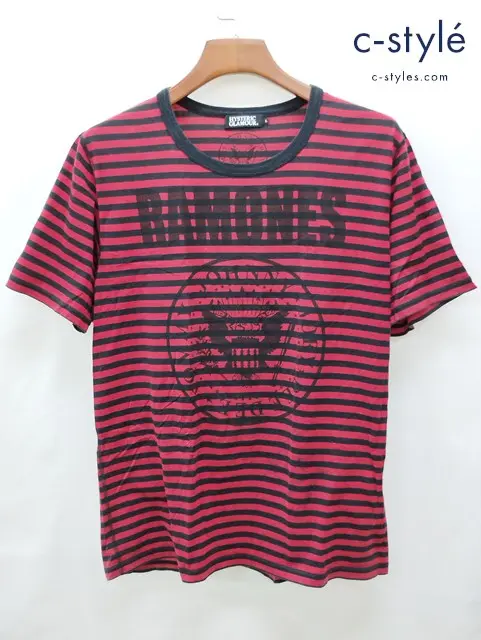 HYSTERIC GLAMOUR ヒステリックグラマー Tシャツ L ブラック×レッド 綿100% 日本製 ボーダー