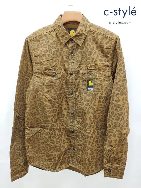 Carhartt×NEIGHBORHOOD カーハート×ネイバーフッド シャツ M ブラウン系 ヒョウ柄 綿100% 長袖
