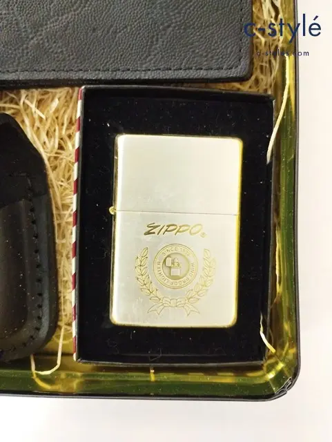 ZIPPO ジッポー オイルライター AMERICAN CLASSIC シルバー×ゴールド ’95 二つ折り財布 革ケース