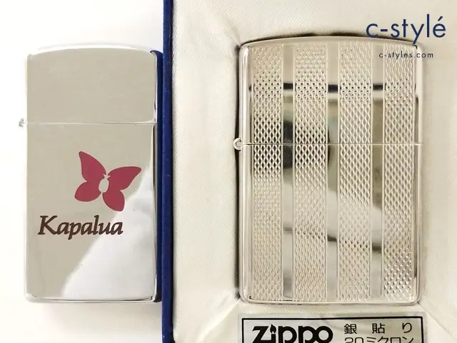 ZIPPO ジッポー オイルライター 銀貼り 20ミクロン ’94 Slim スリム Kapalua カパルア シルバー ’82 計2点
