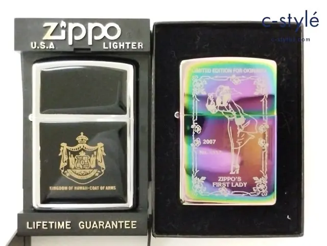 ZIPPO ジッポー オイルライター Windy Girl スペクトラム ’07 KINGDOM OF HAWAII シルバー ’91 計2点