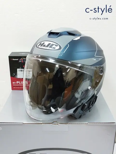 HJC HELMETS エイチジェイシーヘルメット ヘルメット L 58～59cm ネイビー×グレー インカム付
