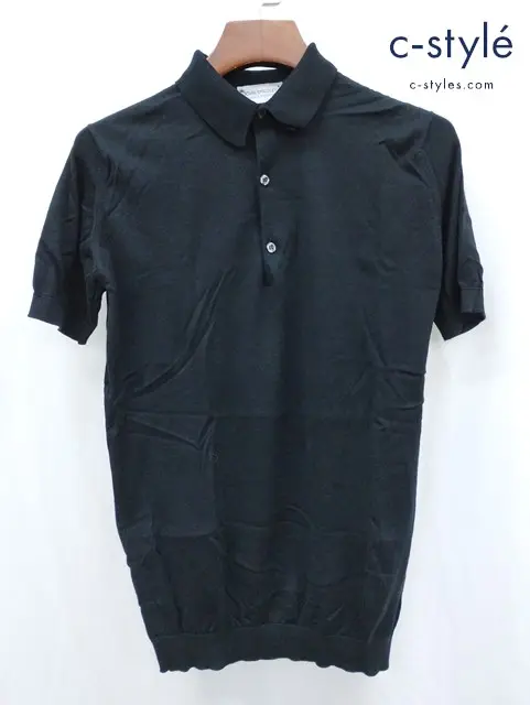 JOHN SMEDLEY ジョンスメドレー ポロシャツ S ブラック イギリス製 綿100%