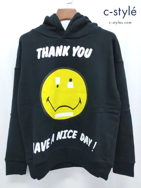 STUDIO SEVEN スタジオ セブン パーカー L ブラック スマイルプリント 綿100 70863973