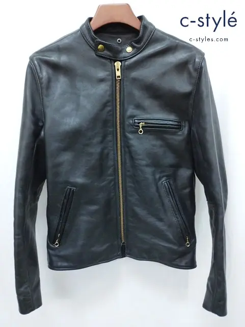 VANSON バンソン シングルライダースジャケット 38 ブラック MODEL B  