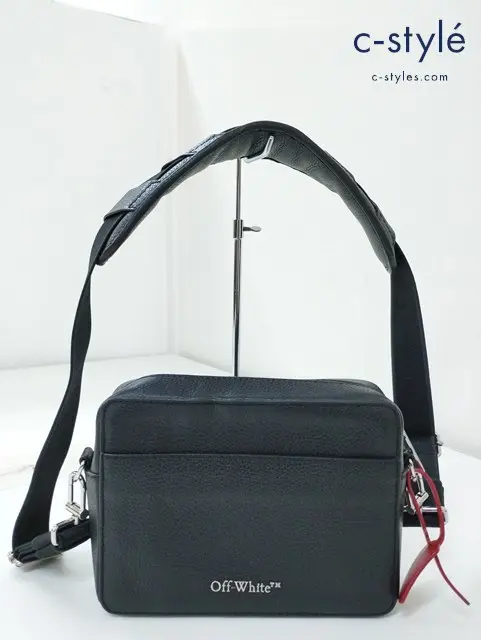 Off-White オフホワイト ショルダーバッグ ブラック イタリア製 カメラバッグ レザー ダイアゴナル
