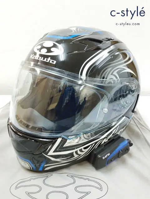 OGK Kabuto オージーケーカブト ヘルメット S（55～56cm） ブラックブルー KAMUI 3 JAG インカム付き