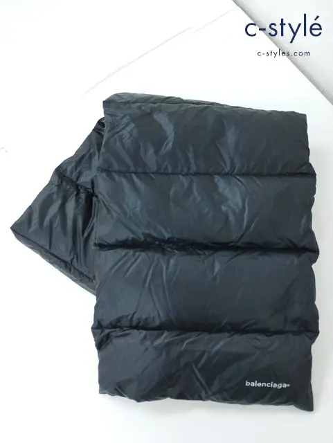 BALENCIAGA バレンシアガ ダウンマフラー 30x160cm ブラック 476120 イタリア製