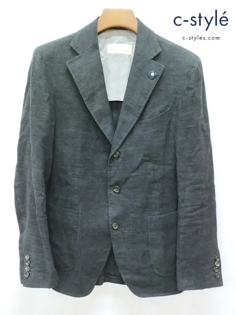 LARDINI ラルディーニ ジャケット 48 ブラック 段返り 3B 麻100 本切羽 JH97805AW