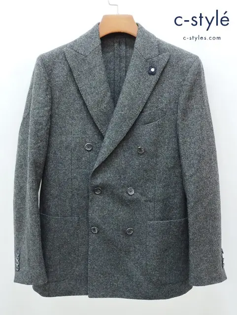 LARDINI ラルディーニ ダブルブレスト ジャケット 46 グレー ウール100 イタリア製 JL655AQ