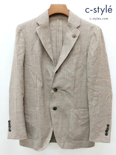 LARDINI ラルディーニ ジャケット 46 ブラウン系 段返り 3B ウール 麻 本切羽 JM903AQ