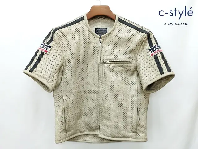 KADOYA カドヤ パンチングレザージャケット L ホワイト系 半袖 KXXPLTL305