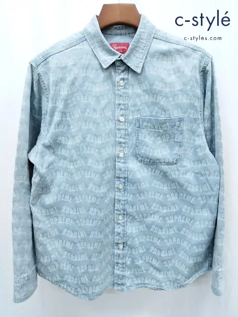 Supreme シュプリーム デニムシャツ S ブルー 長袖 綿100 Arc Jacquard Denim Shirt
