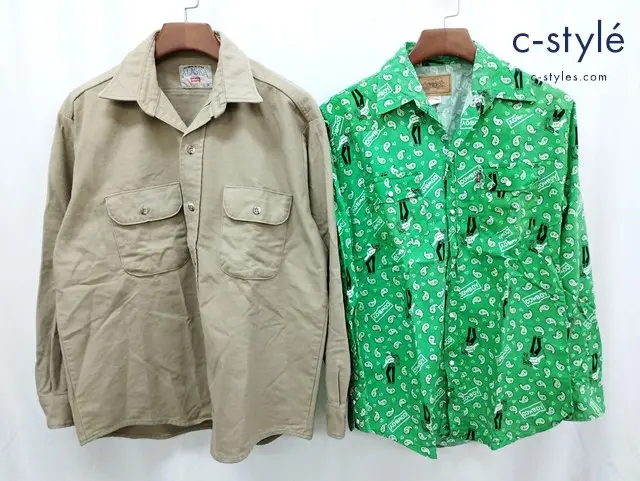 Levi’s リーバイス シャツ M ベージュ グリーン 綿100％ USA製