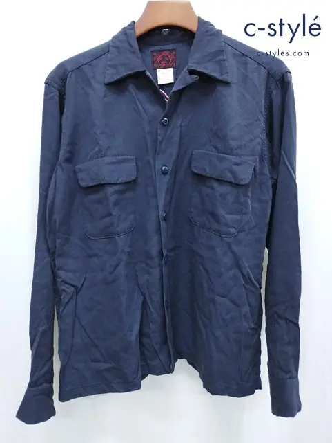 EVISU エヴィス シャツ 38 ネイビー レーヨン100% 日本製 長袖