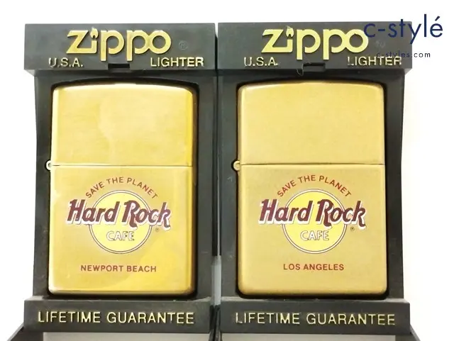 ZIPPO ジッポー オイルライター Hard Rock CAFE LOS ANGELES ロサンゼルス NEWPORT BEACH ’98 ゴールド 計2点