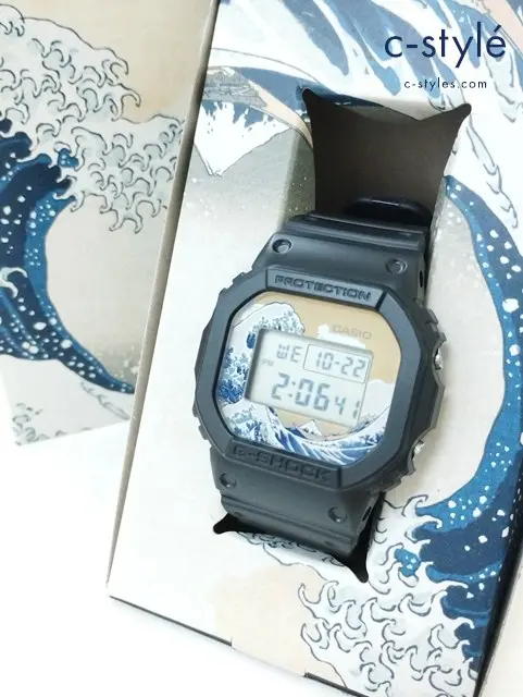 CASIO カシオ 腕時計 ブラック G-SHOCK DW-5600KHK24-1JR 葛飾北斎 神奈川沖浪裏 クォーツ